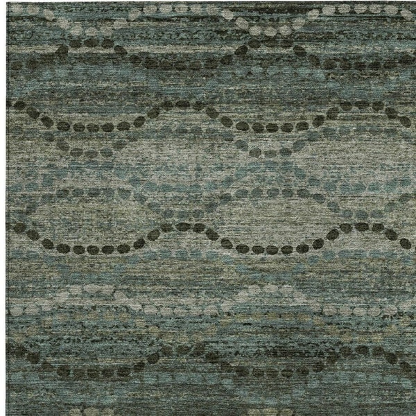 HomeRoots 8' X 10' Artichoke Green and Gray Ogee Area Rug - Durable, Washable, Stylish for Indoor & Outdoor Use 629692