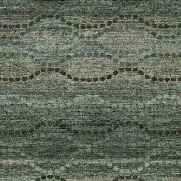 HomeRoots 9' Ogee Artichoke Green and Gray Washable Area Rug – Stylish, Durable, Indoor/Outdoor Comfort! 629693