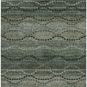 HomeRoots 10' Ogee Area Rug in Artichoke Green & Gray - Durable, Washable Design for Indoor & Outdoor Use 629694