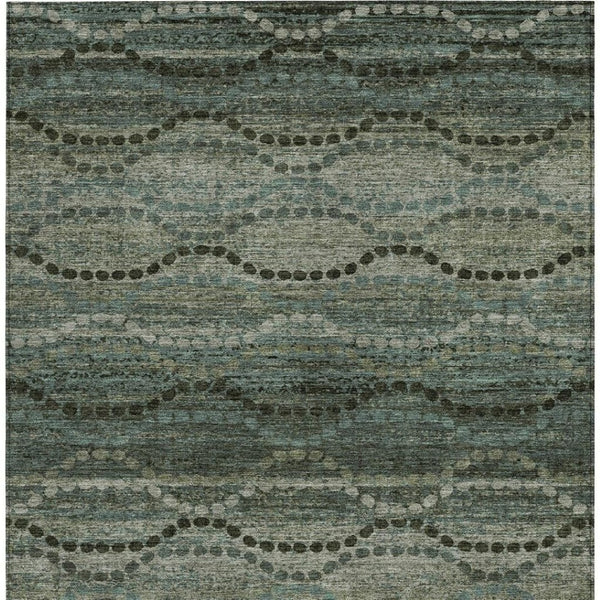 HomeRoots 10' Ogee Area Rug in Artichoke Green & Gray - Durable, Washable Design for Indoor & Outdoor Use 629694