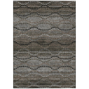 HomeRoots 5' Chocolate and Gray Ogee Washable Area Rug for Indoor/Outdoor Use – Durable, Stylish & Stain-Resistant 629696