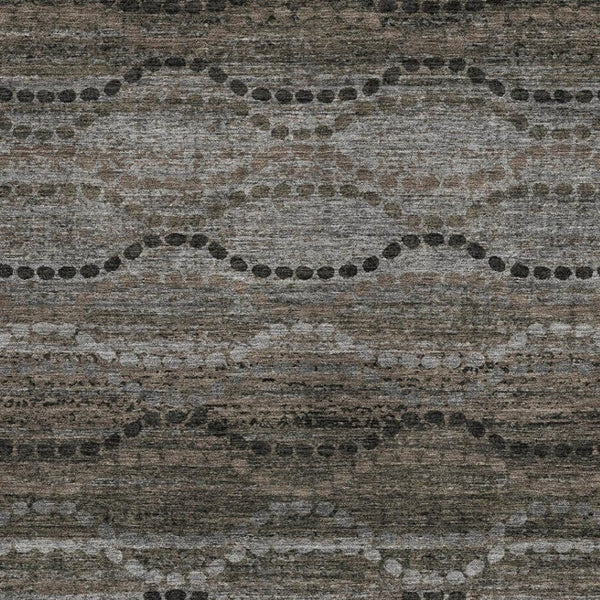 HomeRoots 5' Chocolate and Gray Ogee Washable Area Rug for Indoor/Outdoor Use – Durable, Stylish & Stain-Resistant 629696