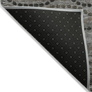 HomeRoots 8' Chocolate and Gray Round Ogee Rug – Stylish, Washable, Durable for Indoor & Outdoor Spaces! 629697