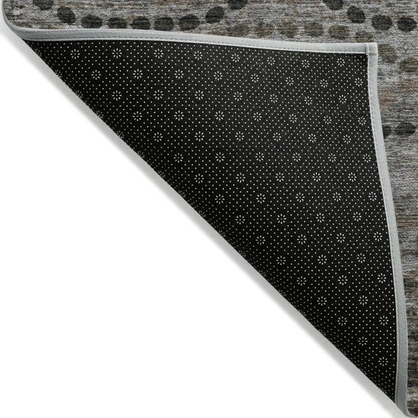 HomeRoots 8' Chocolate and Gray Round Ogee Rug – Stylish, Washable, Durable for Indoor & Outdoor Spaces! 629697