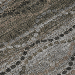 HomeRoots 8' Chocolate and Gray Round Ogee Rug – Stylish, Washable, Durable for Indoor & Outdoor Spaces! 629697