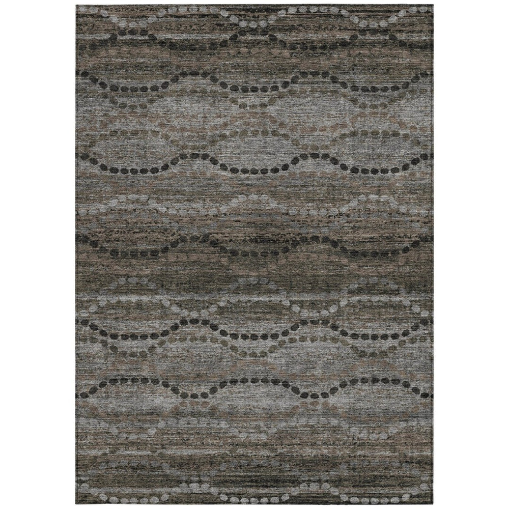 HomeRoots 8' X 10' Chocolate & Gray Ogee Area Rug - Durable, Washable Indoor/Outdoor Design for Stylish Spaces 629698