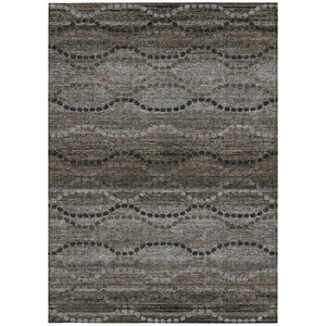 HomeRoots 8' X 10' Chocolate & Gray Ogee Area Rug - Durable, Washable Indoor/Outdoor Design for Stylish Spaces 629698