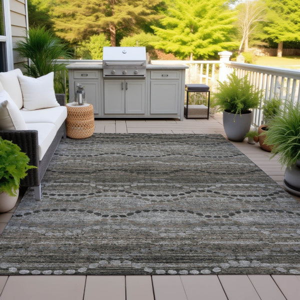 HomeRoots 8' X 10' Chocolate & Gray Ogee Area Rug - Durable, Washable Indoor/Outdoor Design for Stylish Spaces 629698