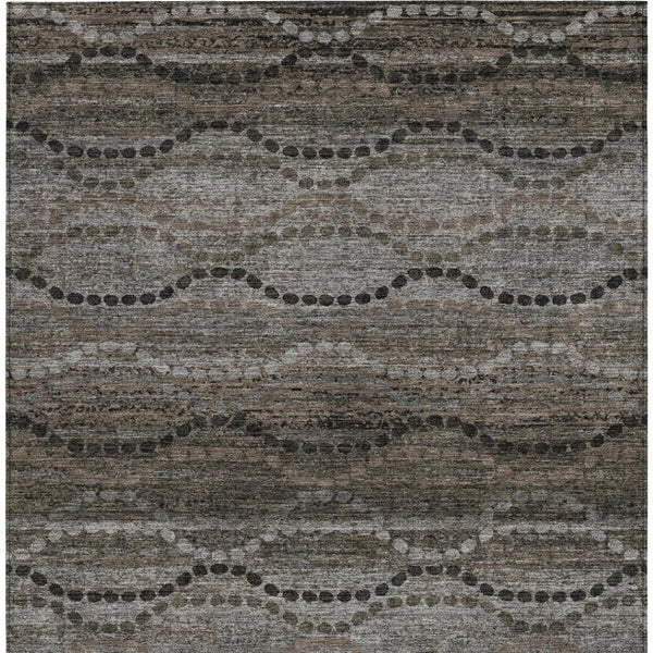 HomeRoots 8' X 10' Chocolate & Gray Ogee Area Rug - Durable, Washable Indoor/Outdoor Design for Stylish Spaces 629698