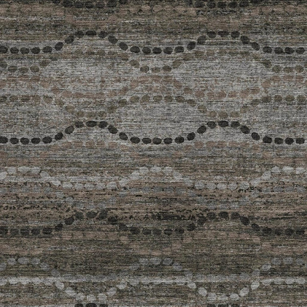 HomeRoots 9' X 12' Chocolate Ogee Area Rug - Durable, Washable, Indoor/Outdoor Design for High-Traffic Spaces 629699