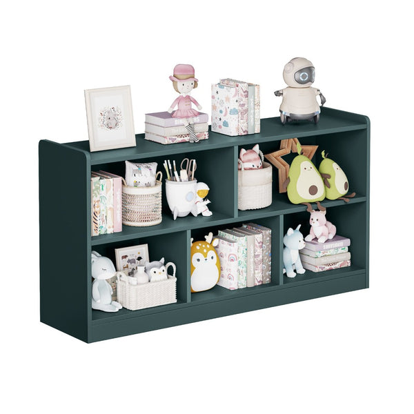 English Elm Wooden Five Cube Open Organizer Low Profile Montessori Bookshelf for Playroom or Nursery Light Green T3210P476851