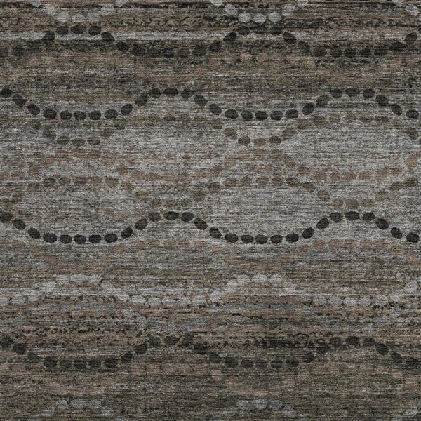 HomeRoots 10' x 14' Chocolate and Gray Ogee Area Rug - Washable, Durable, Perfect for Indoor & Outdoor Use! 629700