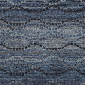 HomeRoots 5' Navy Blue and Gray Ogee Area Rug - Washable, Stain-Resistant, Indoor/Outdoor for Busy Homes 629702