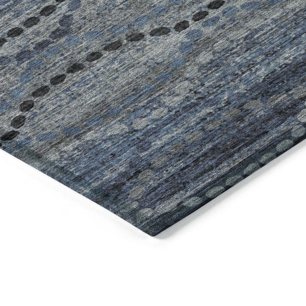 HomeRoots 9' X 12' Navy Blue & Gray Ogee Area Rug - Durable, Washable, Stylish for Indoor & Outdoor Spaces 629705