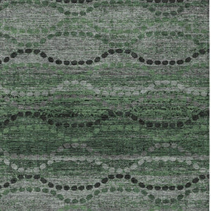 HomeRoots 5' Ogee Area Rug in Olive Green & Gray – Stylish, Washable Indoor/Outdoor Design for High-Traffic Spaces 629708