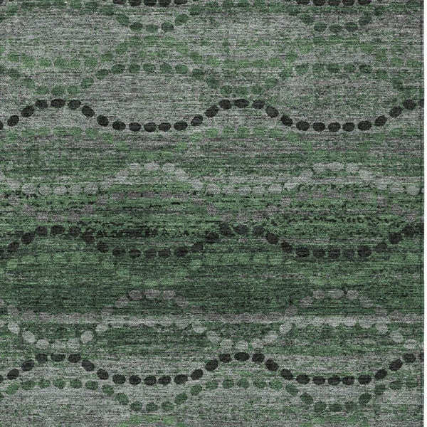 HomeRoots 5' Ogee Area Rug in Olive Green & Gray – Stylish, Washable Indoor/Outdoor Design for High-Traffic Spaces 629708
