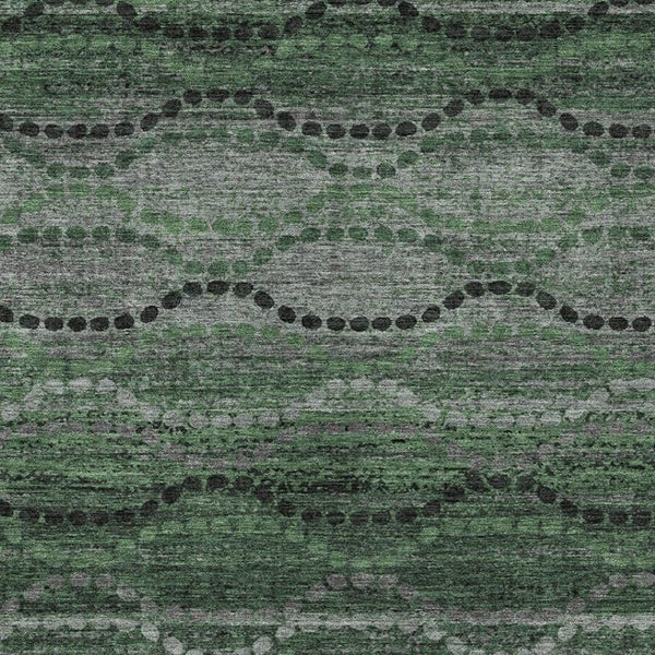 HomeRoots 8' X 10' Olive Green & Gray Ogee Area Rug - Stylish, Washable, Durable for Indoor & Outdoor Use! 629710