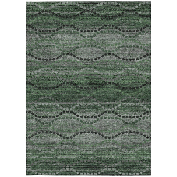HomeRoots 10' Ogee Patterned Olive Green & Gray Indoor/Outdoor Area Rug – Durable, Washable & Stylish Choice! 629712