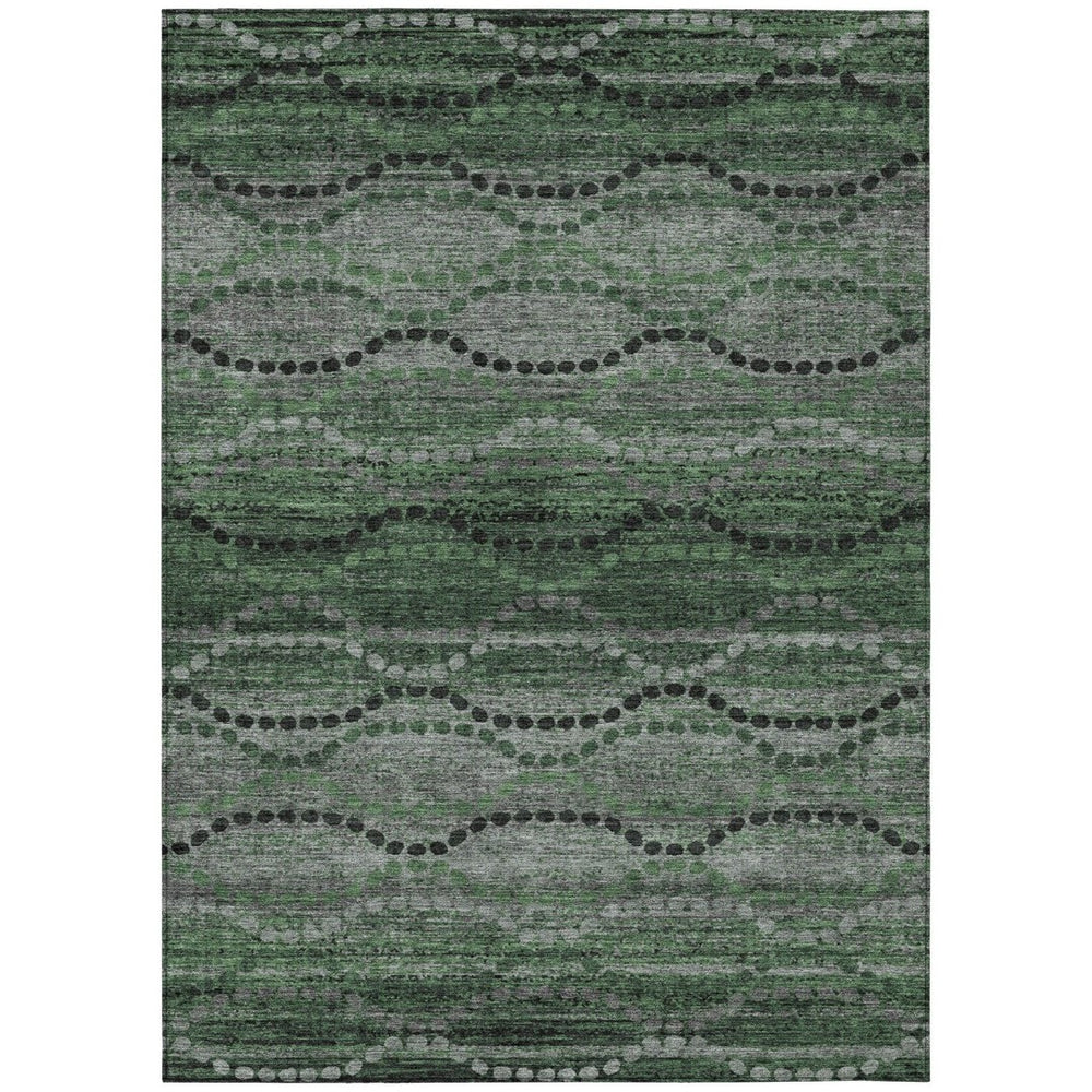 HomeRoots 10' Ogee Patterned Olive Green & Gray Indoor/Outdoor Area Rug – Durable, Washable & Stylish Choice! 629712
