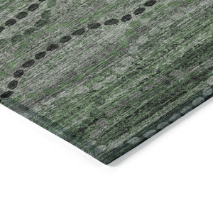 HomeRoots 10' Ogee Patterned Olive Green & Gray Indoor/Outdoor Area Rug – Durable, Washable & Stylish Choice! 629712