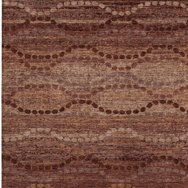 HomeRoots 5' Ogee Area Rug in Rust & Copper – Washable, Durable, Indoor/Outdoor, Family-Friendly Design! 629714
