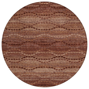 HomeRoots 8' Rust and Copper Round Ogee Rug – Stylish, Washable Area Rug for Indoor & Outdoor Use, Durable Design 629715