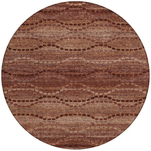 HomeRoots 8' Rust and Copper Round Ogee Rug – Stylish, Washable Area Rug for Indoor & Outdoor Use, Durable Design 629715