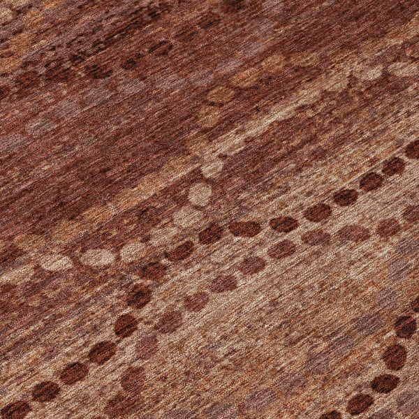 HomeRoots 8' Rust and Copper Round Ogee Rug – Stylish, Washable Area Rug for Indoor & Outdoor Use, Durable Design 629715