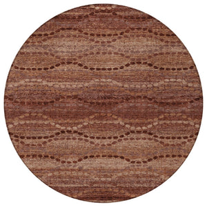 HomeRoots 8' Rust and Copper Round Ogee Rug – Stylish, Washable Area Rug for Indoor & Outdoor Use, Durable Design 629715