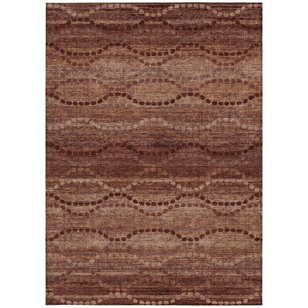 HomeRoots 8' X 10' Washable Rust and Copper Ogee Area Rug – Durable, Stylish, Indoor/Outdoor Comfort Solution 629716