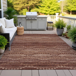 HomeRoots 8' X 10' Washable Rust and Copper Ogee Area Rug – Durable, Stylish, Indoor/Outdoor Comfort Solution 629716