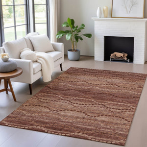 HomeRoots 8' X 10' Washable Rust and Copper Ogee Area Rug – Durable, Stylish, Indoor/Outdoor Comfort Solution 629716