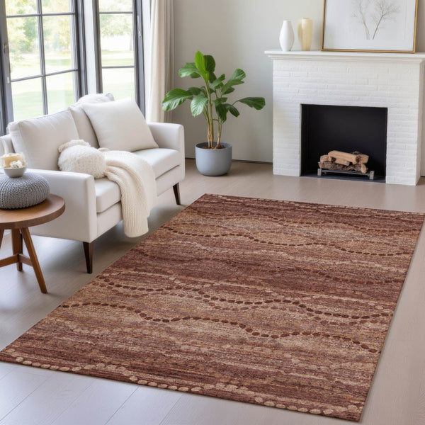 HomeRoots 8' X 10' Washable Rust and Copper Ogee Area Rug – Durable, Stylish, Indoor/Outdoor Comfort Solution 629716
