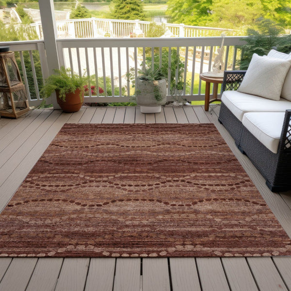 HomeRoots 8' X 10' Washable Rust and Copper Ogee Area Rug – Durable, Stylish, Indoor/Outdoor Comfort Solution 629716