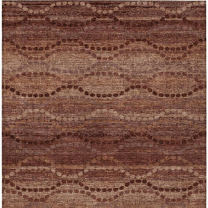 HomeRoots 9' Ogee Area Rug in Rust & Copper - Washable, Stain-Resistant, Durable for Indoor/Outdoor Spaces 629717
