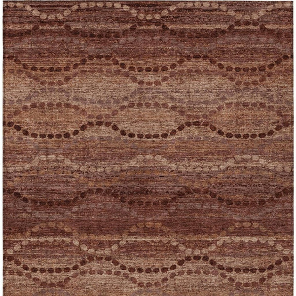 HomeRoots 9' Ogee Area Rug in Rust & Copper - Washable, Stain-Resistant, Durable for Indoor/Outdoor Spaces 629717