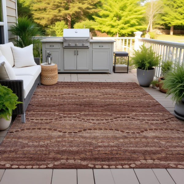 HomeRoots 9' Ogee Area Rug in Rust & Copper - Washable, Stain-Resistant, Durable for Indoor/Outdoor Spaces 629717