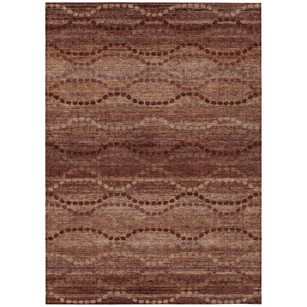 HomeRoots 9' Ogee Area Rug in Rust & Copper - Washable, Stain-Resistant, Durable for Indoor/Outdoor Spaces 629717
