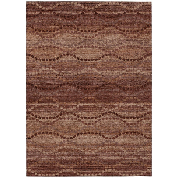 HomeRoots 9' Ogee Area Rug in Rust & Copper - Washable, Stain-Resistant, Durable for Indoor/Outdoor Spaces 629717