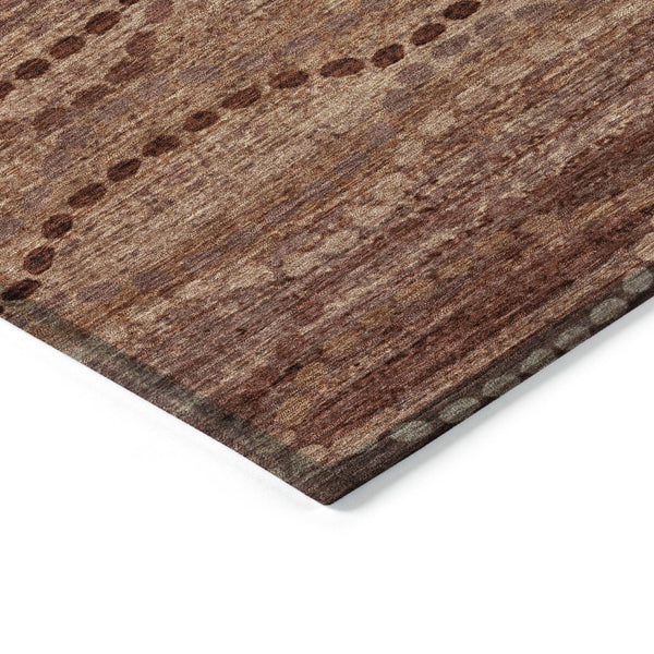 HomeRoots 10' Ogee Area Rug - Washable Rust & Copper Design for Indoor/Outdoor, Durable & Stylish for Homes 629718