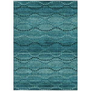 HomeRoots 5' Ogee Turquoise & Aqua Indoor Outdoor Area Rug – Durable, Washable, Versatile for High-Traffic Spaces 629720