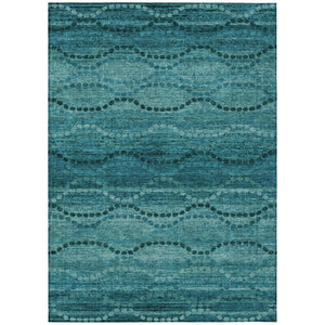 HomeRoots 5' Ogee Turquoise & Aqua Indoor Outdoor Area Rug – Durable, Washable, Versatile for High-Traffic Spaces 629720