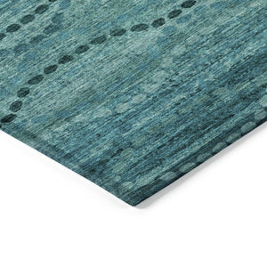 HomeRoots 5' Ogee Turquoise & Aqua Indoor Outdoor Area Rug – Durable, Washable, Versatile for High-Traffic Spaces 629720