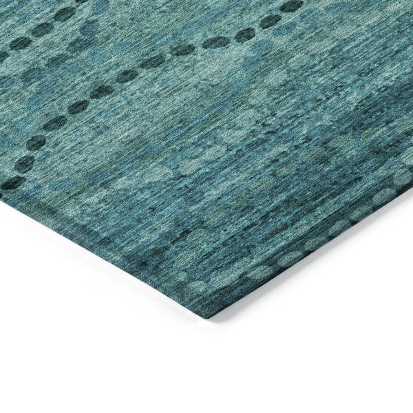 HomeRoots 5' Ogee Turquoise & Aqua Indoor Outdoor Area Rug – Durable, Washable, Versatile for High-Traffic Spaces 629720