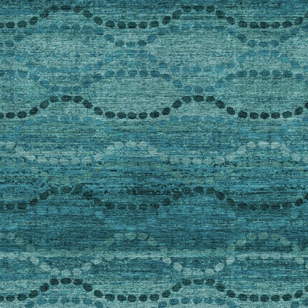 HomeRoots 8' X 10' Vibrant Turquoise & Aqua Ogee Washable Rug – Durable, Stylish & Perfect for Indoors/Outdoors! 629722