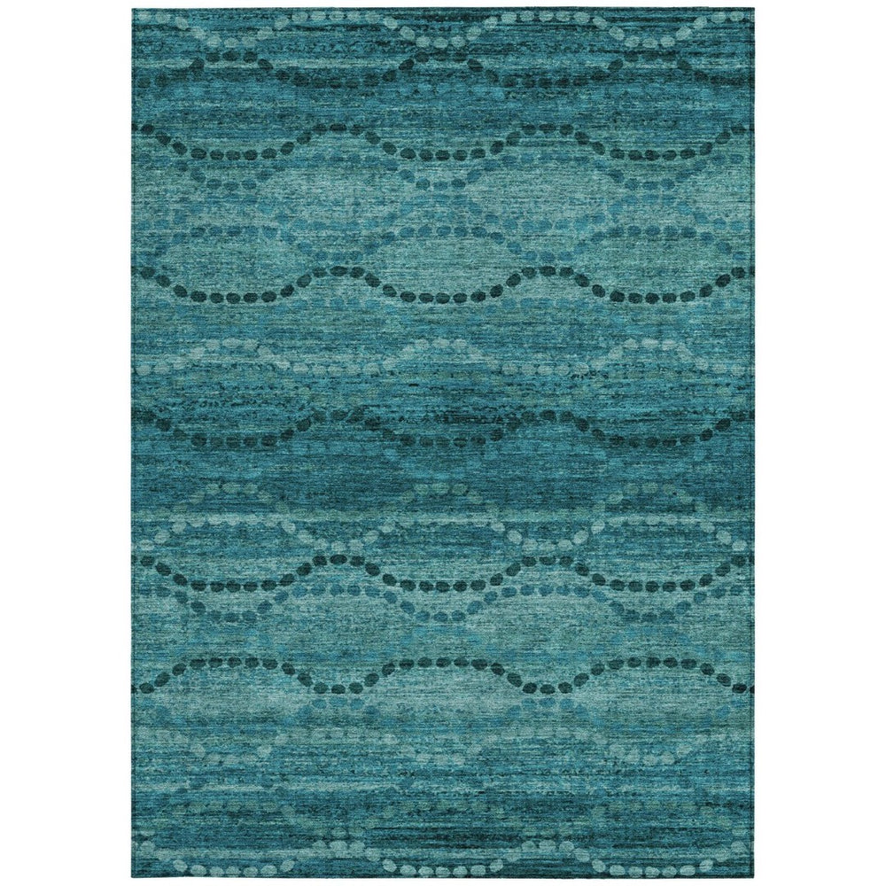 HomeRoots 10' Turquoise & Aqua Ogee Indoor Outdoor Area Rug – Durable, Washable & Stylish for Any Space 629724