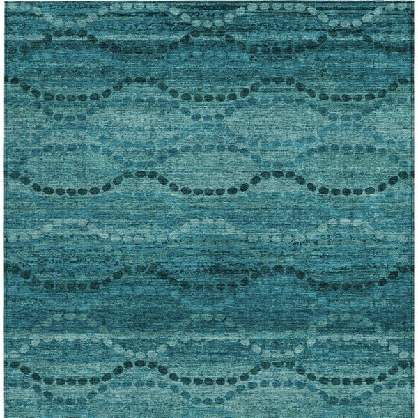 HomeRoots 10' Turquoise & Aqua Ogee Indoor Outdoor Area Rug – Durable, Washable & Stylish for Any Space 629724