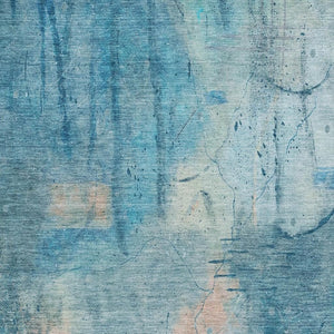 HomeRoots 8' X 10' Blue and Beige Abstract Area Rug - Stylish, Durable, Washable for Indoor or Outdoor Use! 629728