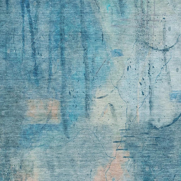 HomeRoots 8' X 10' Blue and Beige Abstract Area Rug - Stylish, Durable, Washable for Indoor or Outdoor Use! 629728