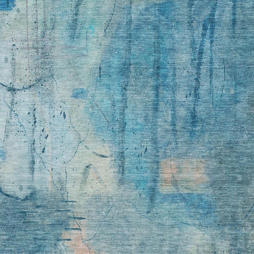 HomeRoots 9' X 12' Blue And Beige Abstract Area Rug – Stylish, Washable, Durable for Indoor & Outdoor Spaces 629729